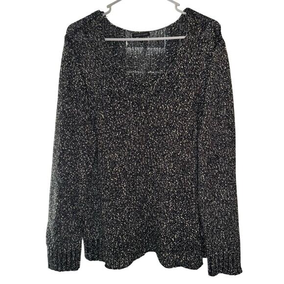 Eileen Fisher 100% Cotton Popcorn Knit Sweater Black/White Size XL - Picture 1 of 6